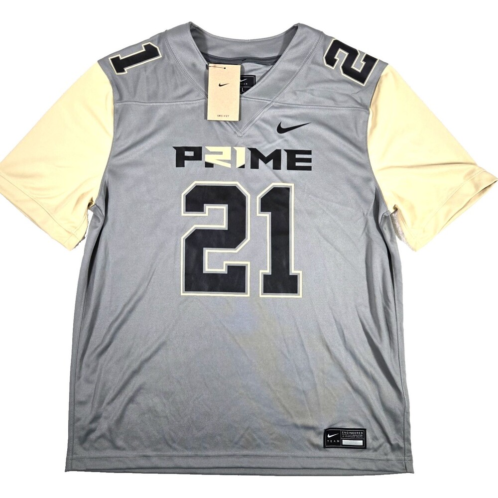Nike Coach Prime #21 Deion Sanders Grey Jersey Colorado Men’s Large NWT New